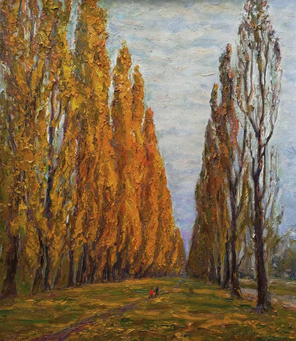 Oil painting Autumn alley of the park by Leonid Pavlenko