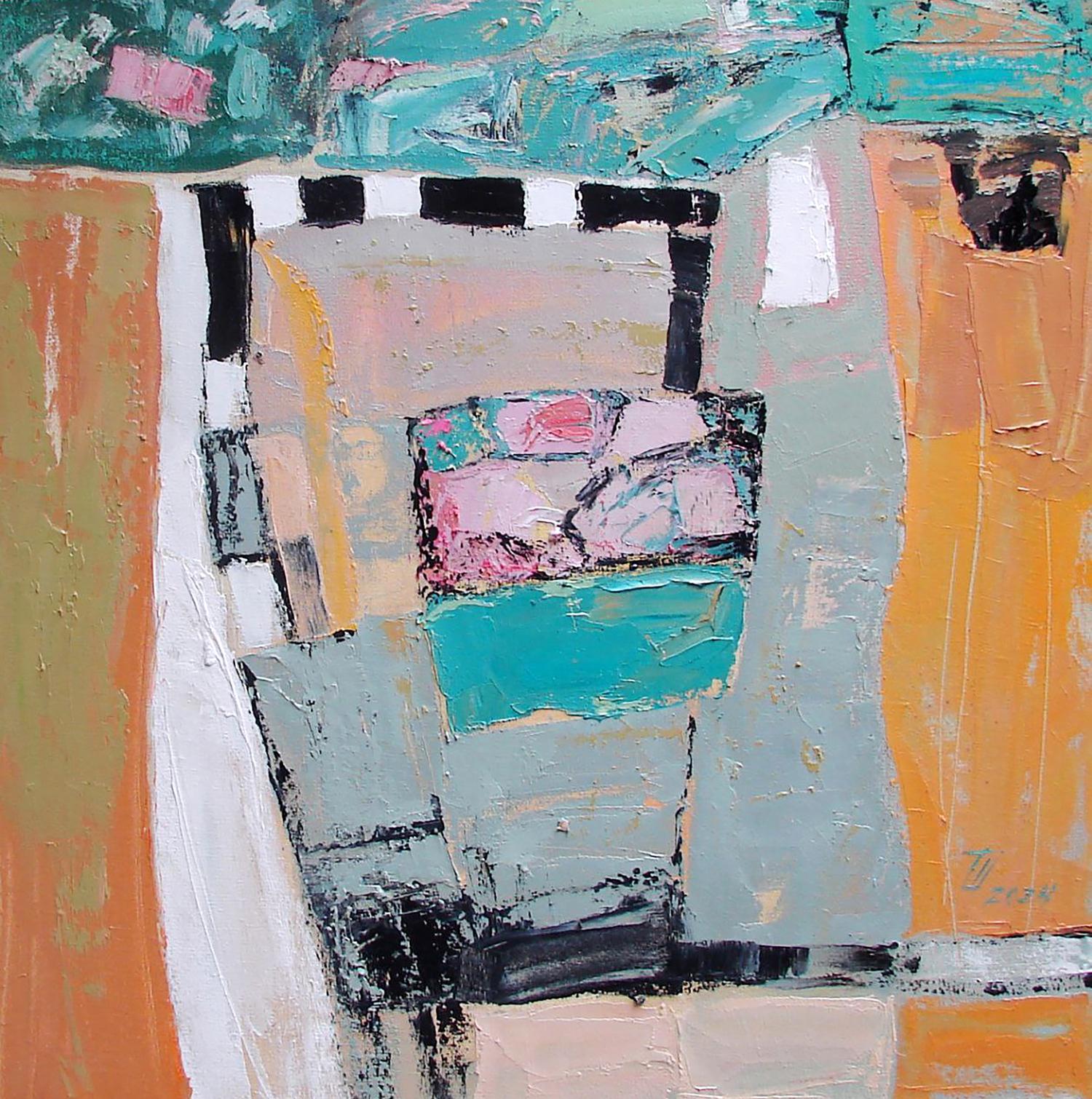 Abstract expressionist oil painting Its just a game by Tatyana Shulyak