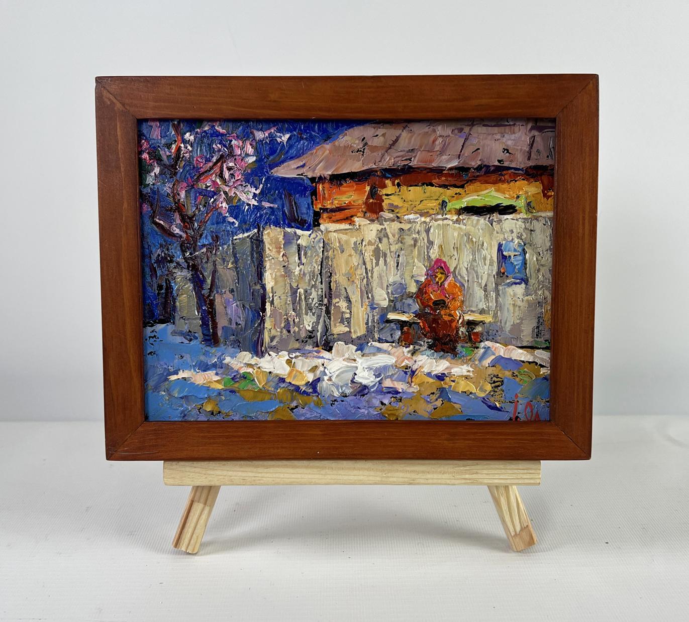 Oil painting Warm evening in grandmas house by Oleksiy Ivanyuk winter scene