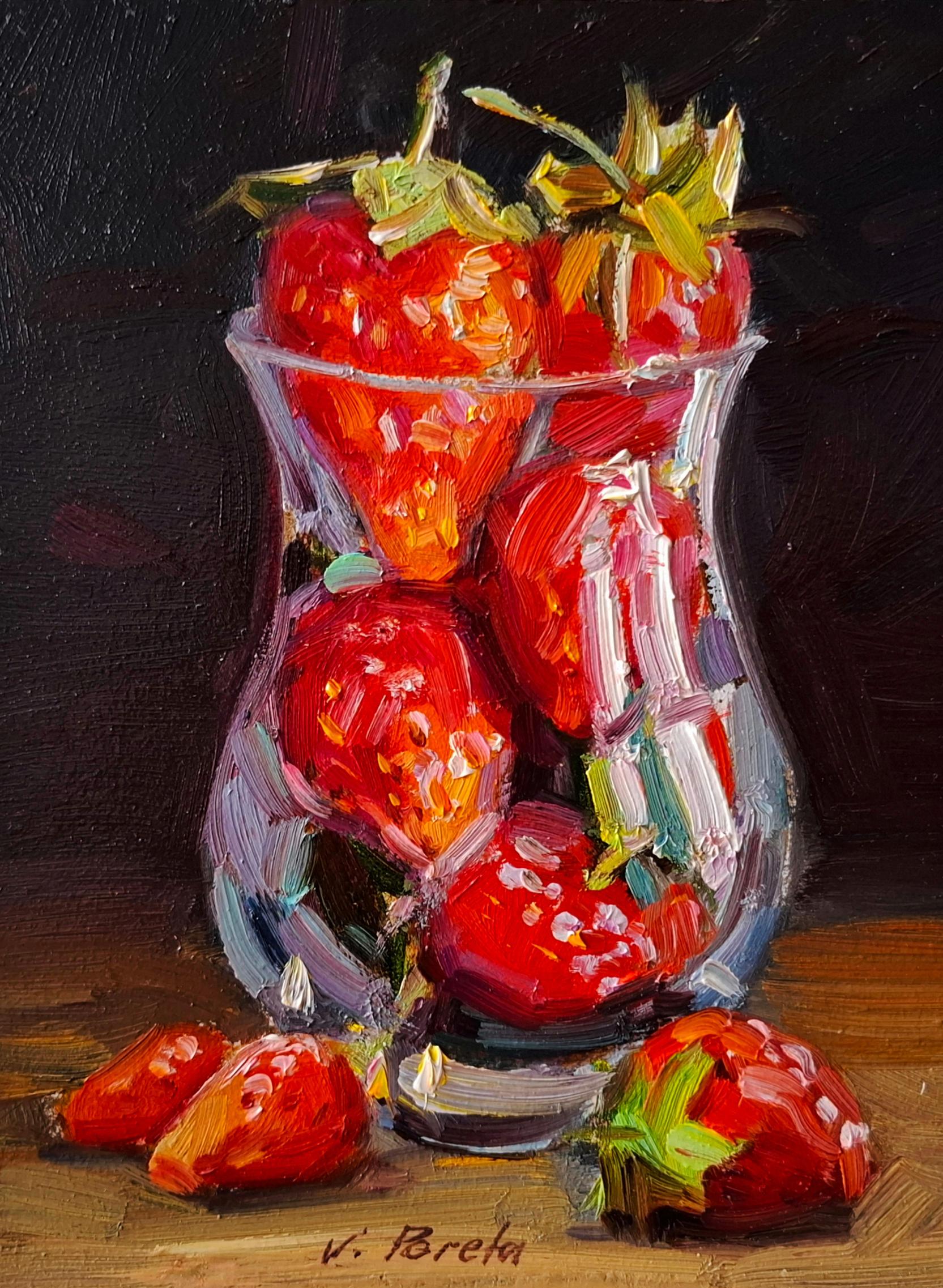 Oil painting Still life with strawberries by Vyacheslav Pereta