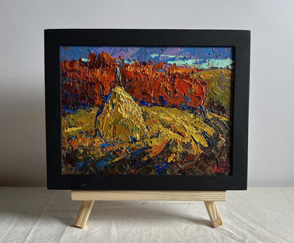 Oil painting Autumn smell of the field by Oksana Ivanyuk in black frame