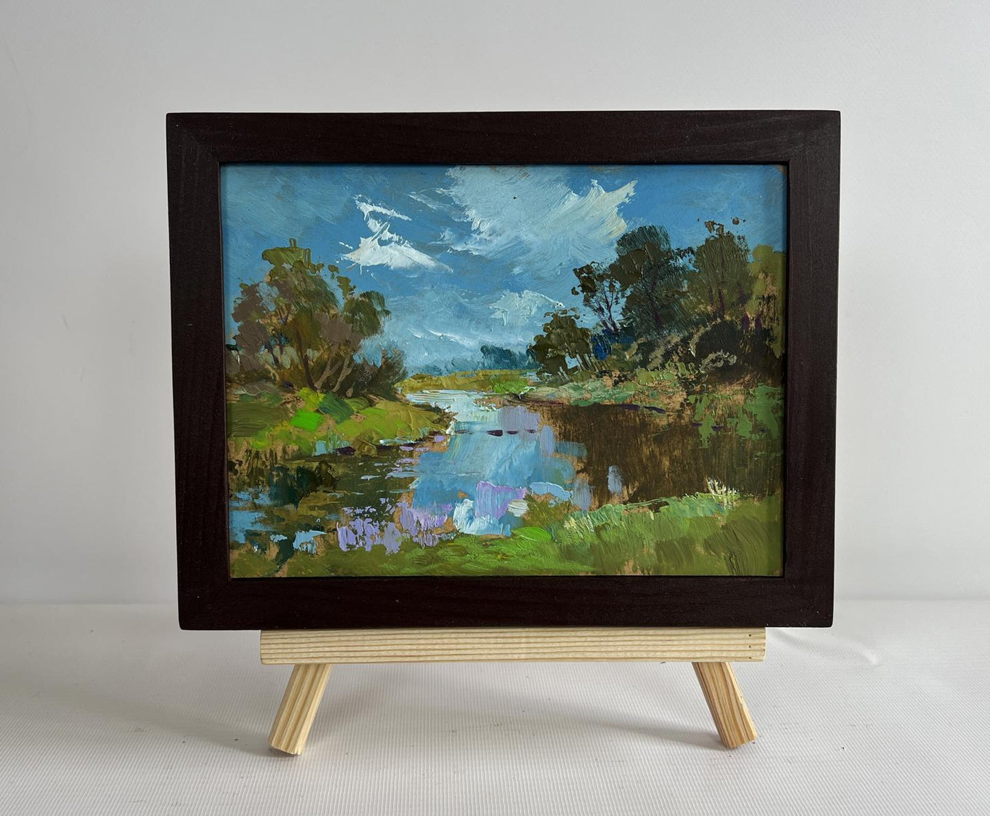 Framed impressionist oil painting The Winding River by Yuriy Suprunchuk