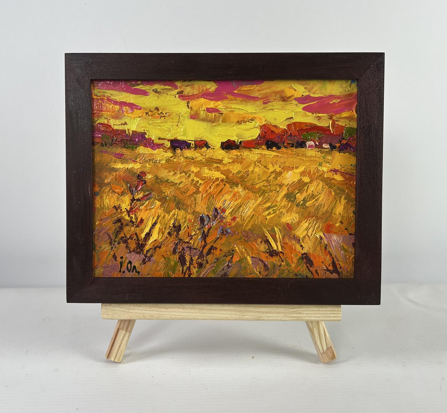 Oil painting Silence in the pasture by Oleksiy Ivanyuk in wooden frame