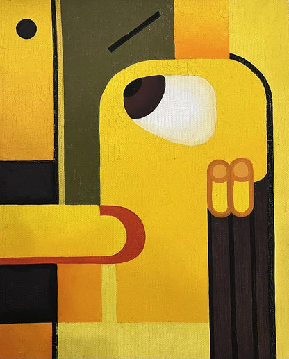 Oil painting Thoughts on spices by Ihor Safonov with stylized yellow cyclops