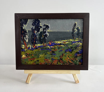 Oil painting Far beyond the river by Oleksiy Ivanyuk, vibrant landscape