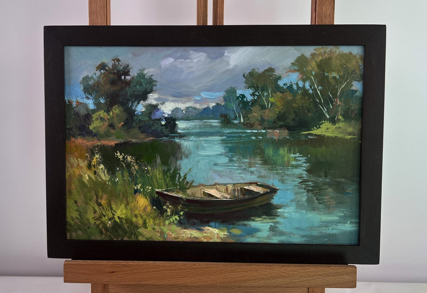 Oil painting The rain is approaching the river by Yuriy Suprunchuk