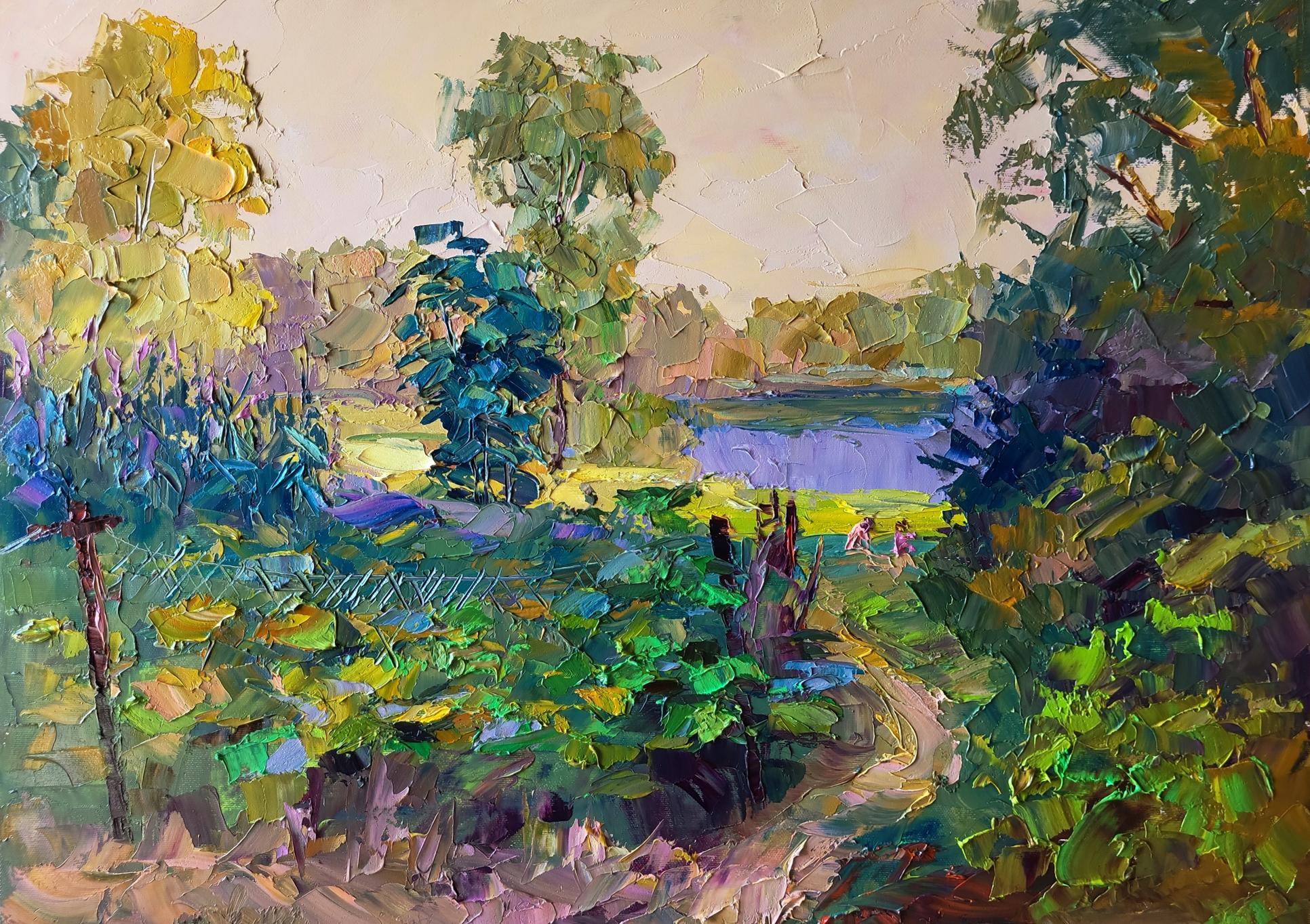 Vibrant impressionist oil painting The Path to the River by Boris Serdyuk