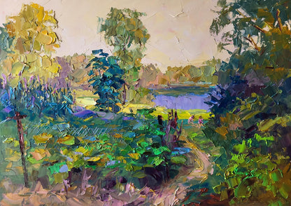 Vibrant impressionist oil painting The Path to the River by Boris Serdyuk