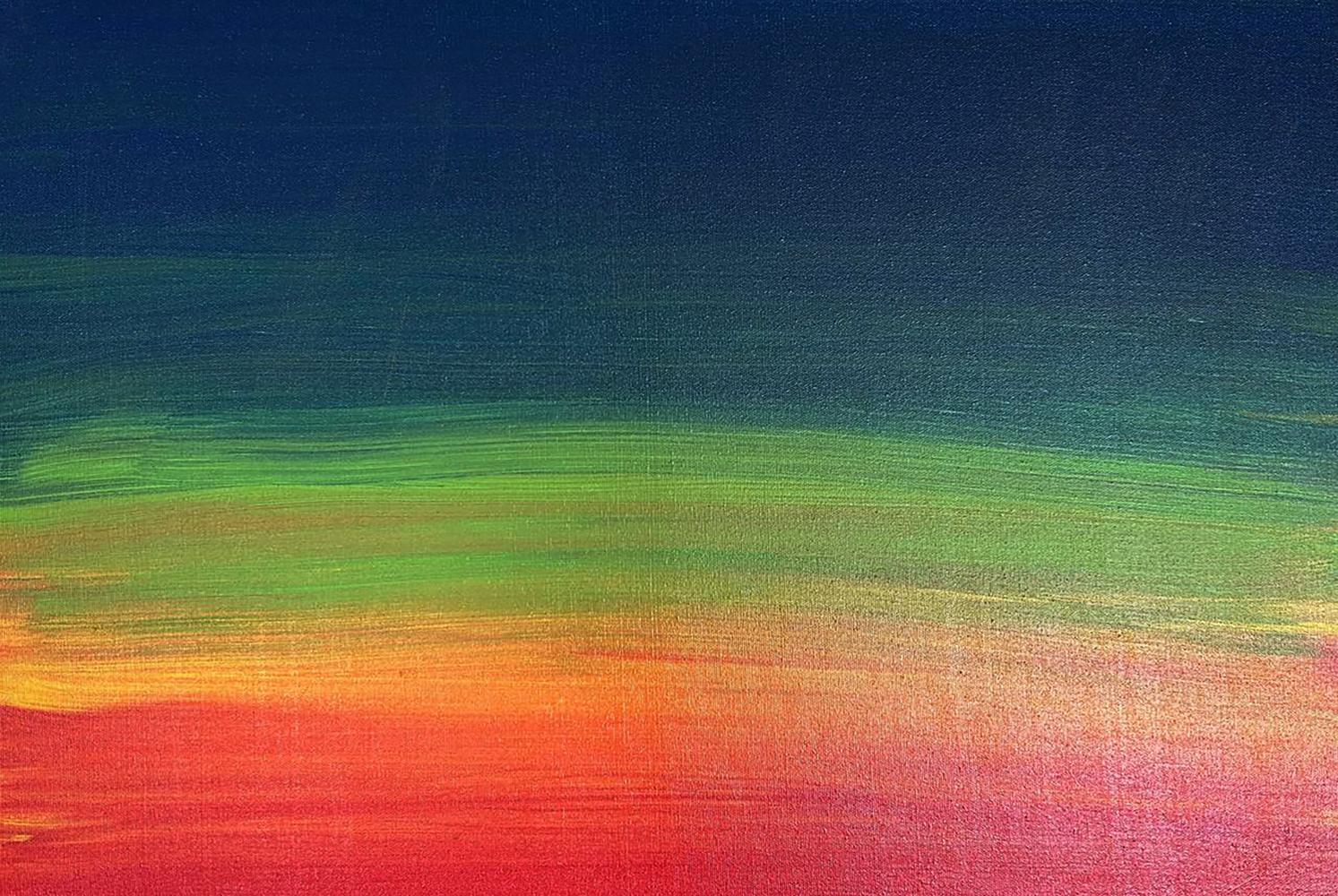 Vibrant acrylic painting Calm and focused by Olga Melezhik with blue green orange red gradients