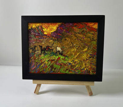 Oil painting Field with hills by Oleksiy Ivanyuk in black frame