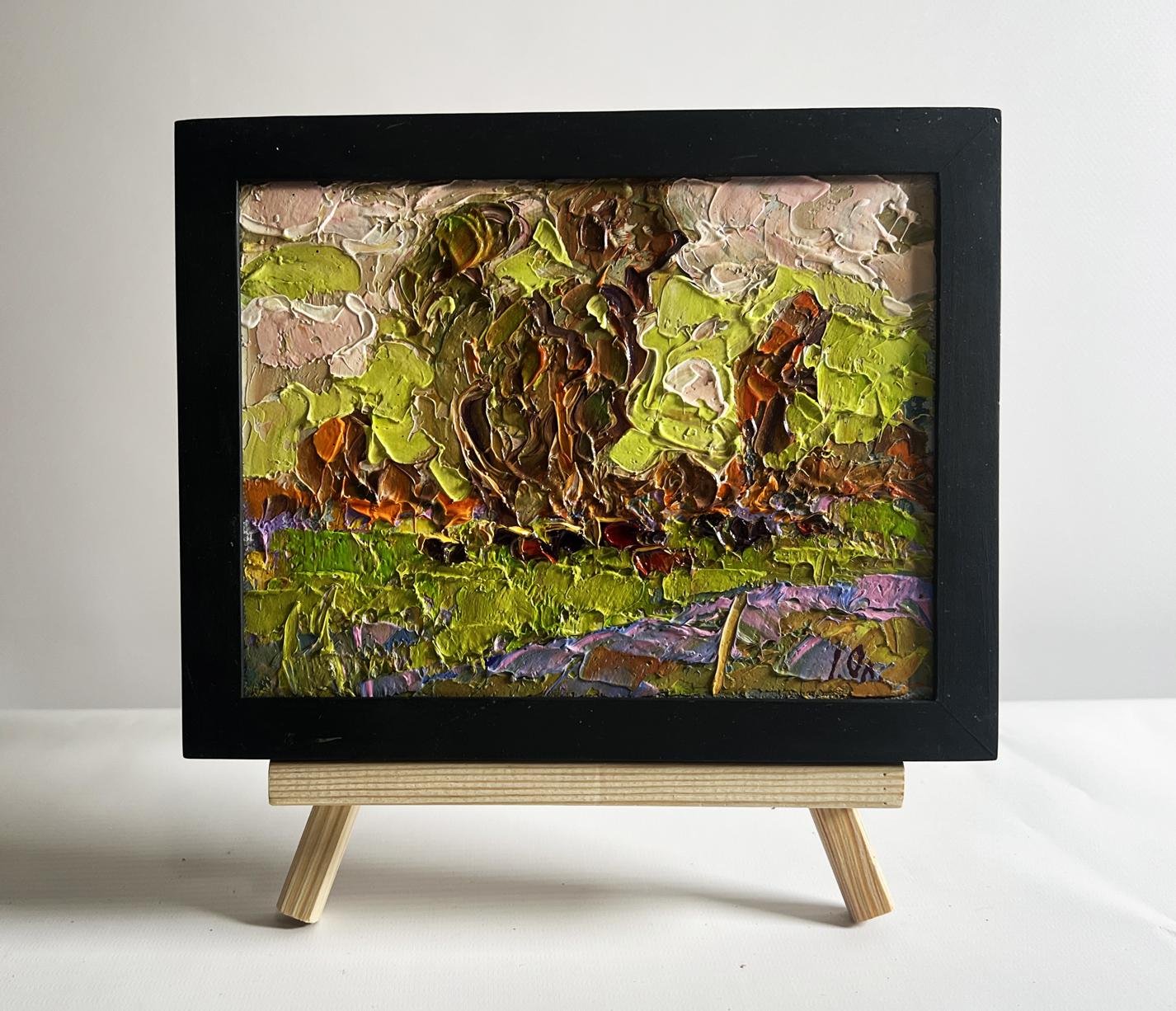 Oil painting Lush meadows behind the village by Oleksiy Ivanyuk