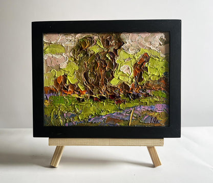 Oil painting Lush meadows behind the village by Oleksiy Ivanyuk