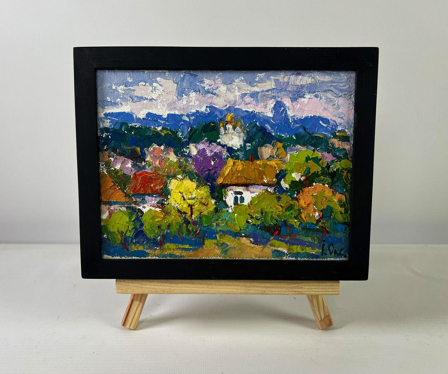 Oil painting Gentle breath of the morning wind by Oksana Ivanyuk in black frame