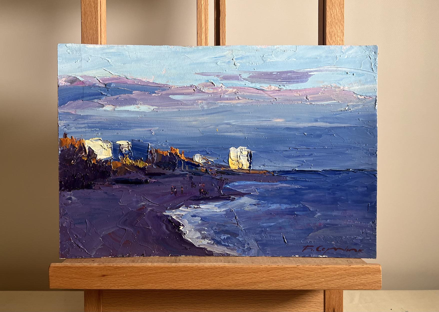 Oil painting On the sea coast by Boris Serdyuk textured coastal scene