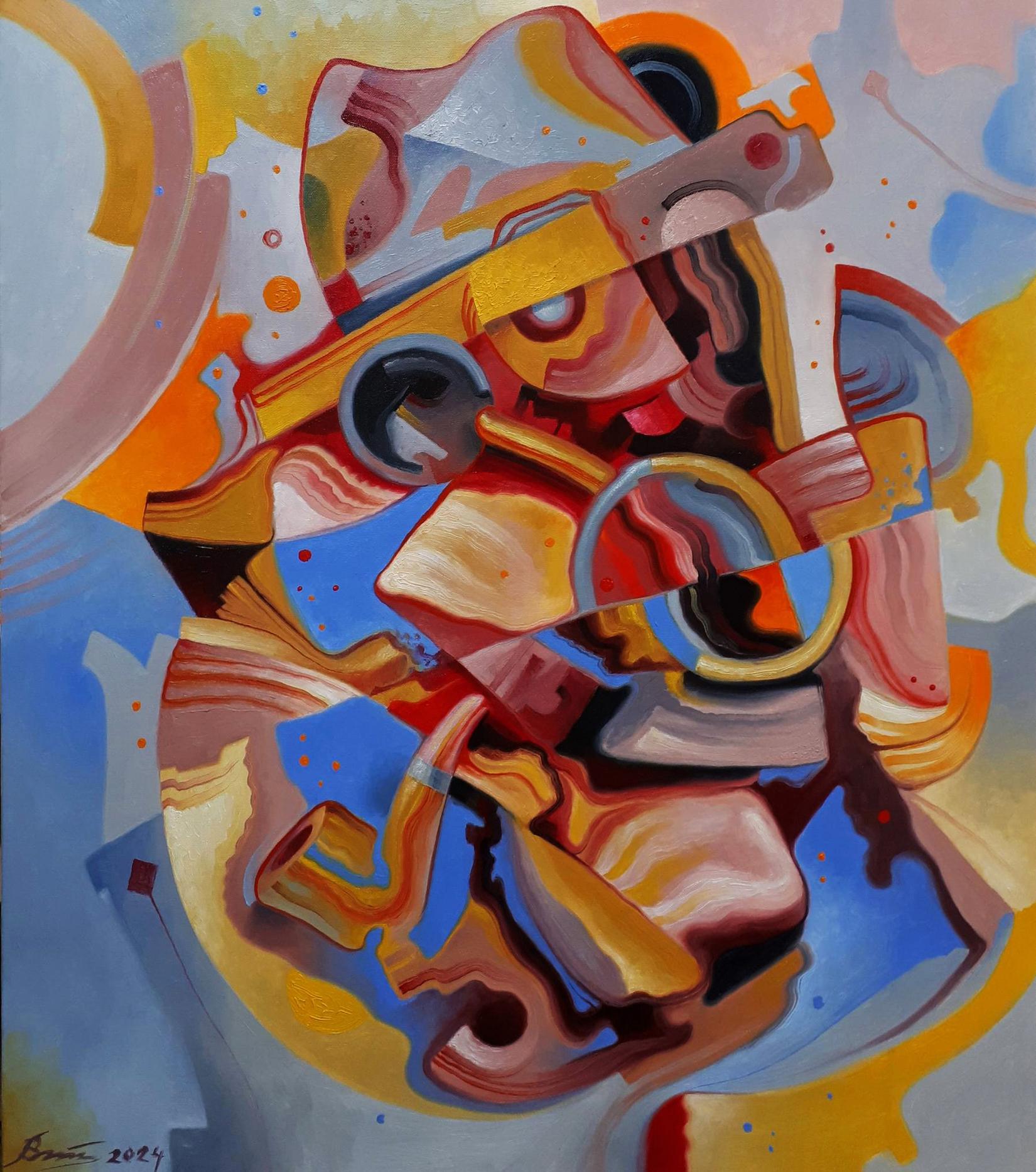 Vibrant Golden Virginia oil painting by Sergiy Voichenko with bold orange, blue, pink strokes