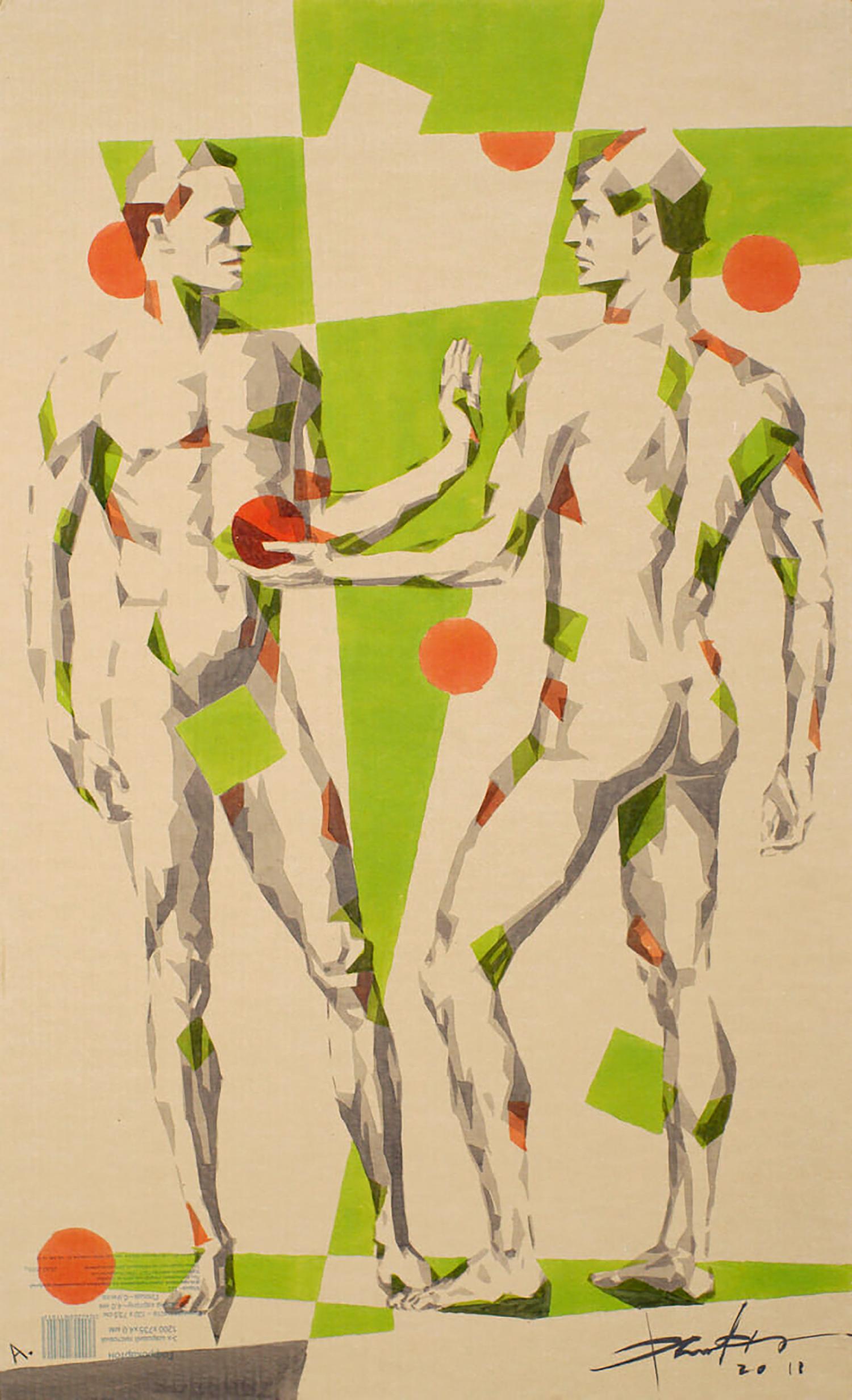 Abstract geometric acrylic painting Adams by Dima Filatov