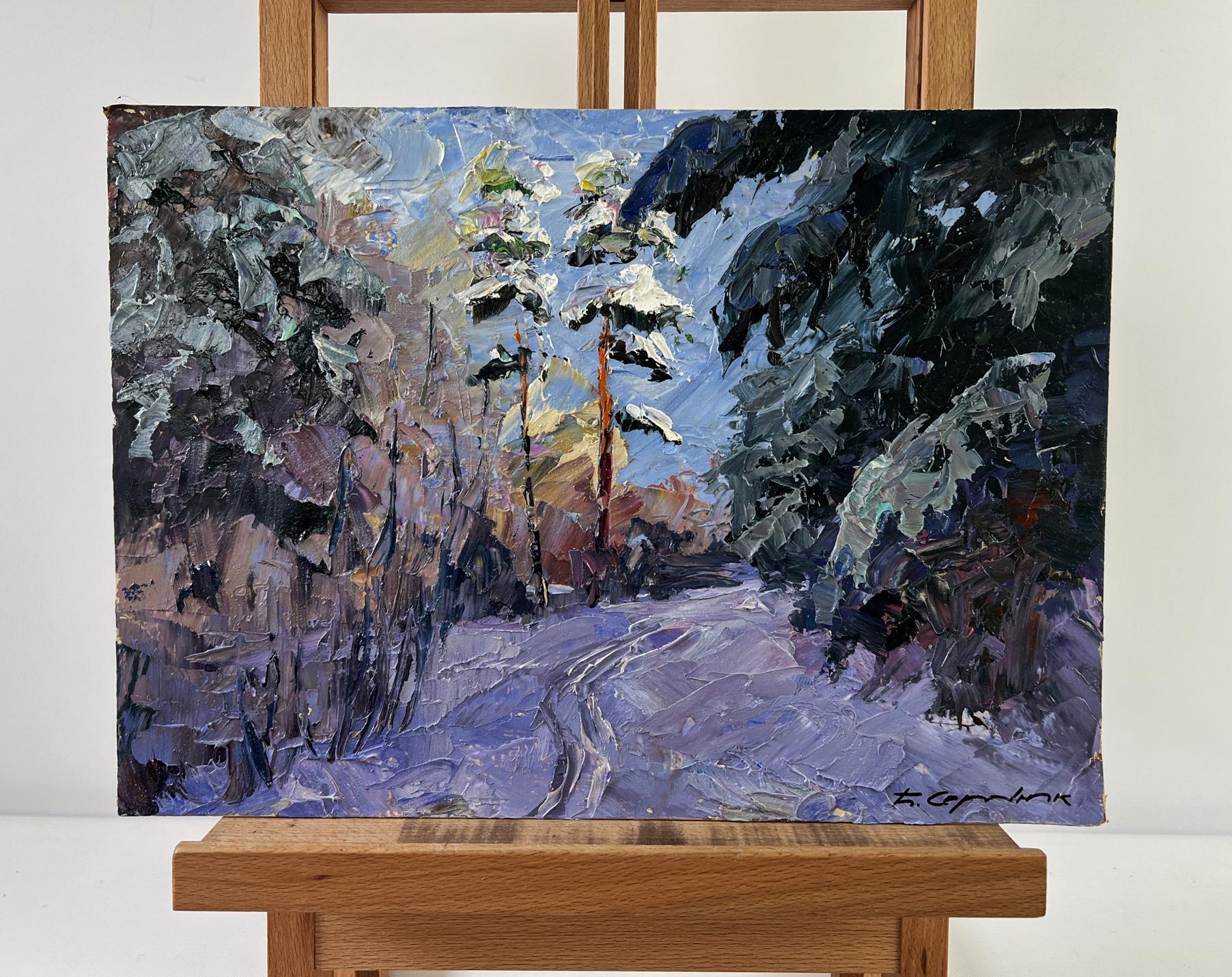 Oil painting Among the Winter Trees by Boris Serdyuk, snowy landscape