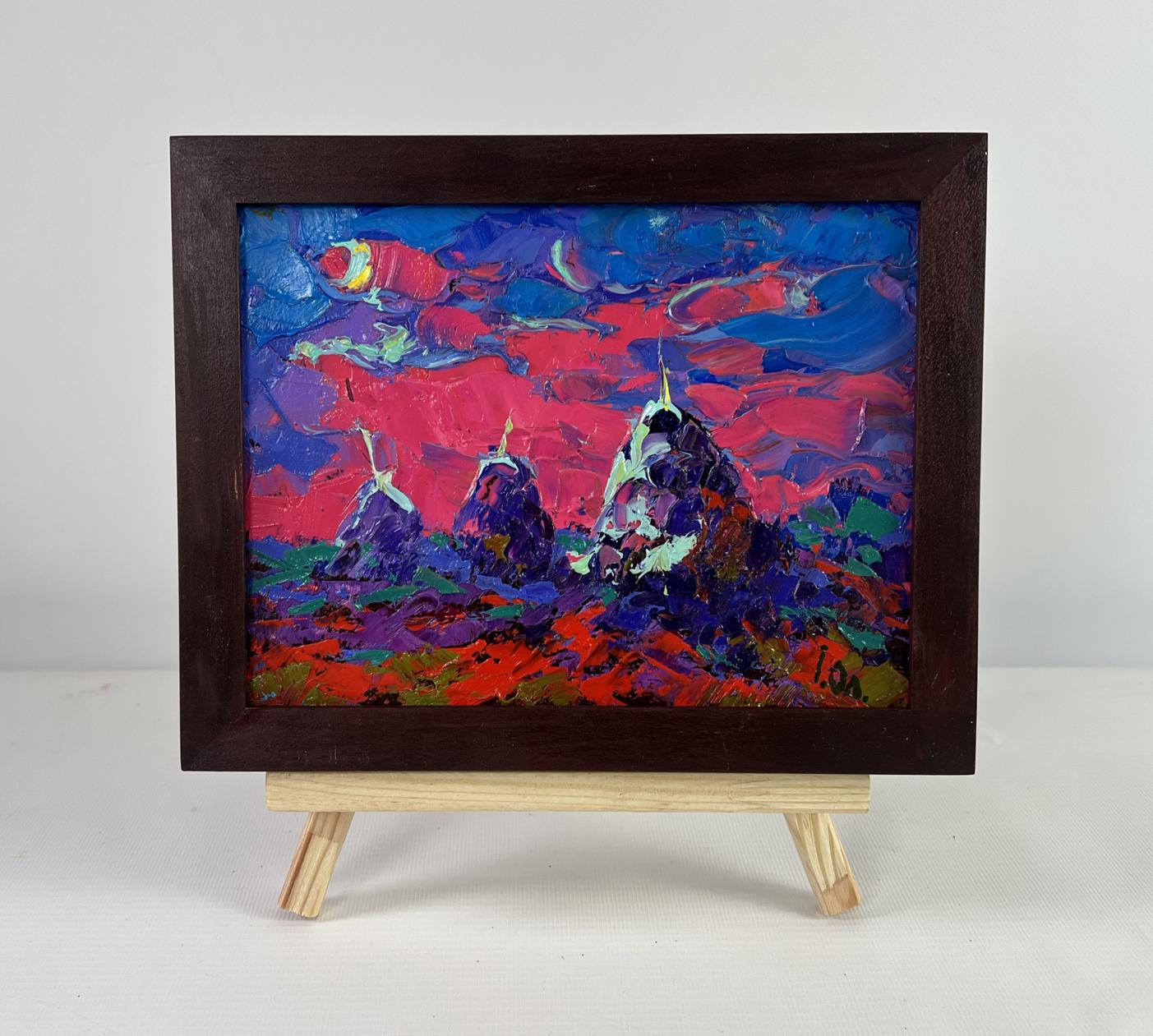 Oil painting The moonlit night whispers silence by Oleksiy Ivanyuk in dark frame