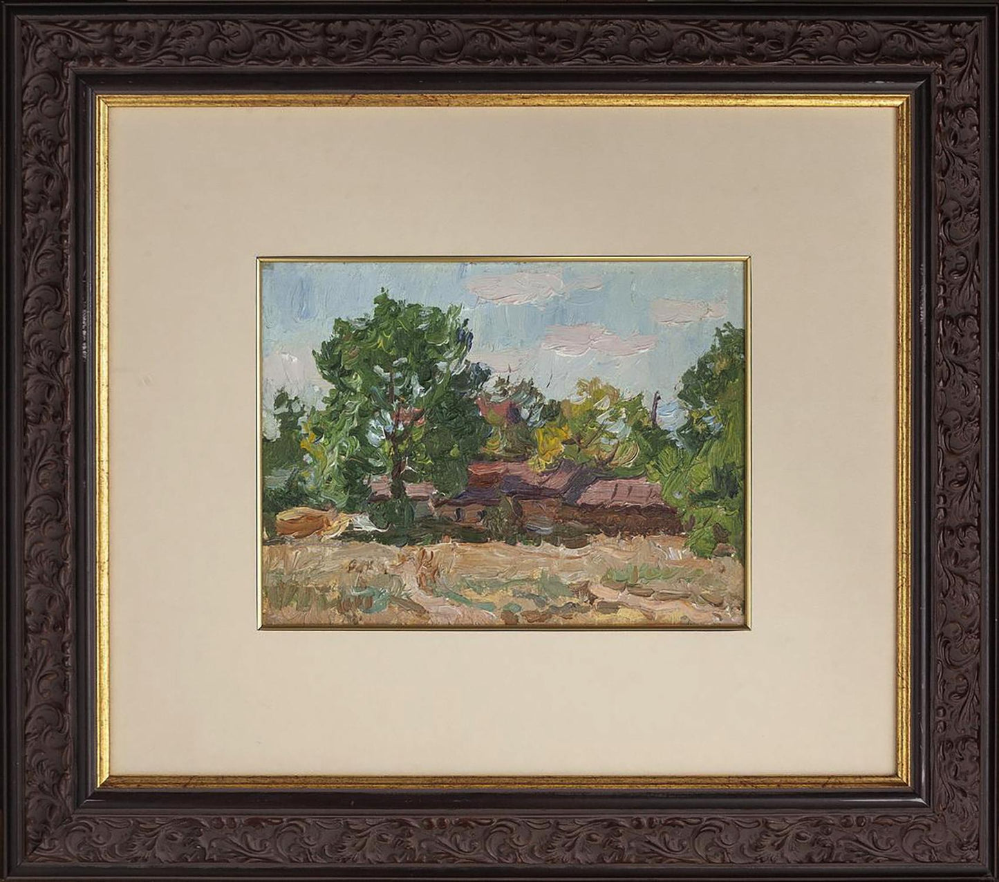 Oil painting Rural life by Yury Konovalov rustic landscape