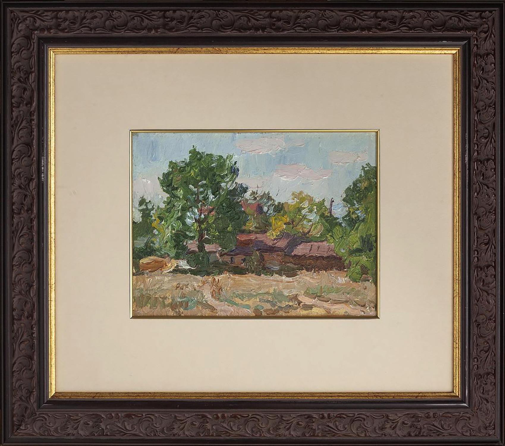 Oil painting Rural life by Yury Konovalov rustic landscape
