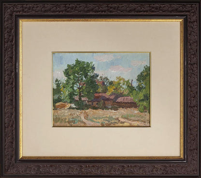 Oil painting Rural life by Yury Konovalov rustic landscape