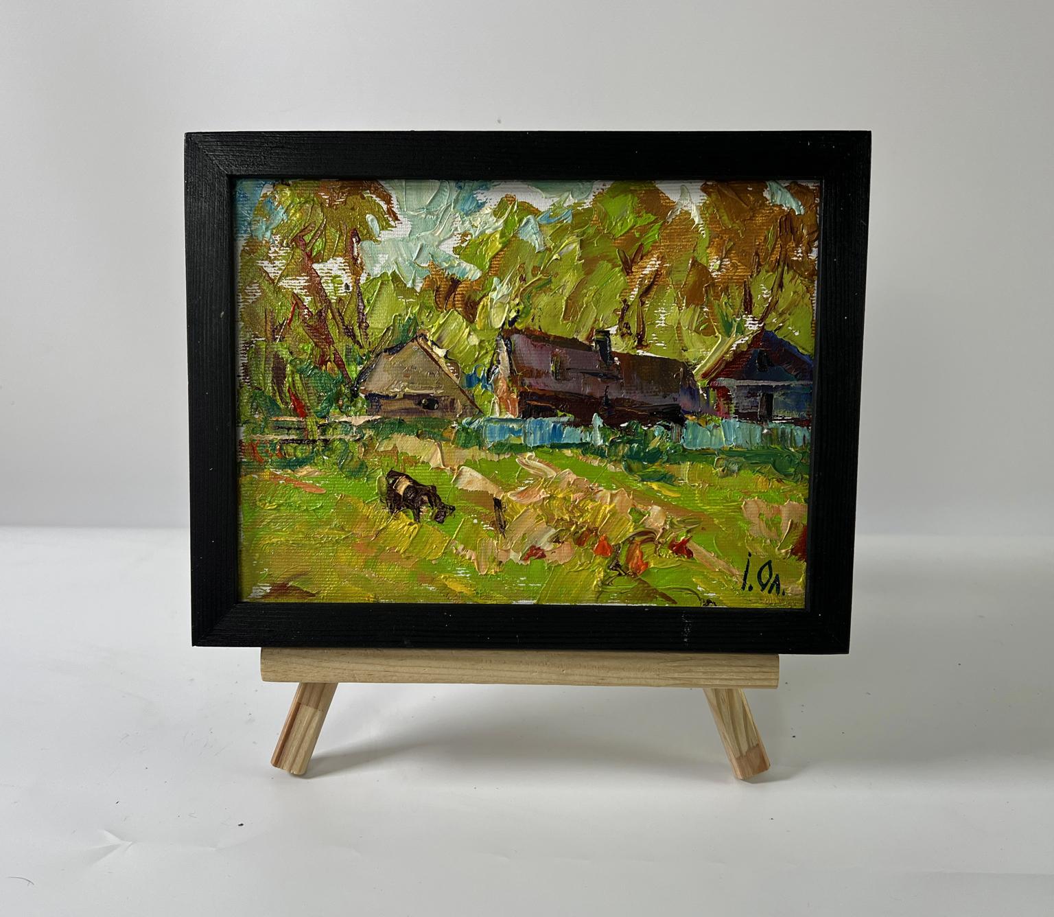 Oil painting Behind the Yard by Oleksiy Ivanyuk rural scene