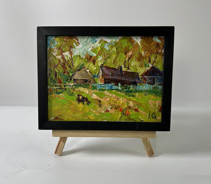 Oil painting Behind the Yard by Oleksiy Ivanyuk rural scene