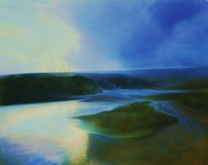 Oil painting Before the Storm by Vasily Korkishko serene river landscape