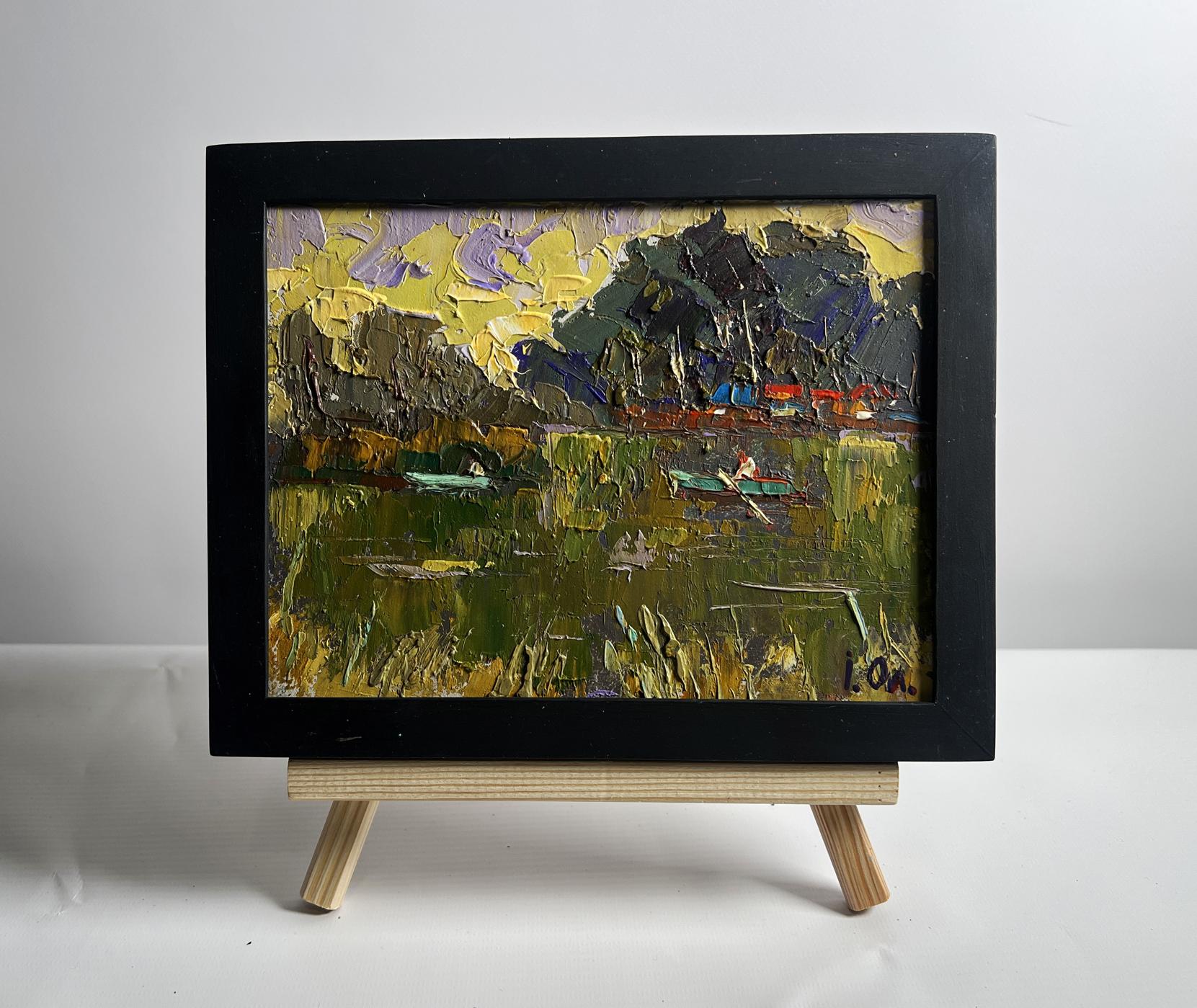 Oil painting Evening Silence by the River by Oleksiy Ivanyuk lakeside scene