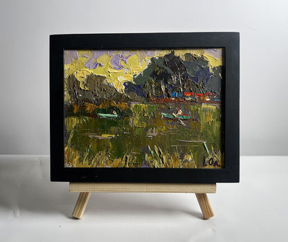 Oil painting Evening Silence by the River by Oleksiy Ivanyuk lakeside scene