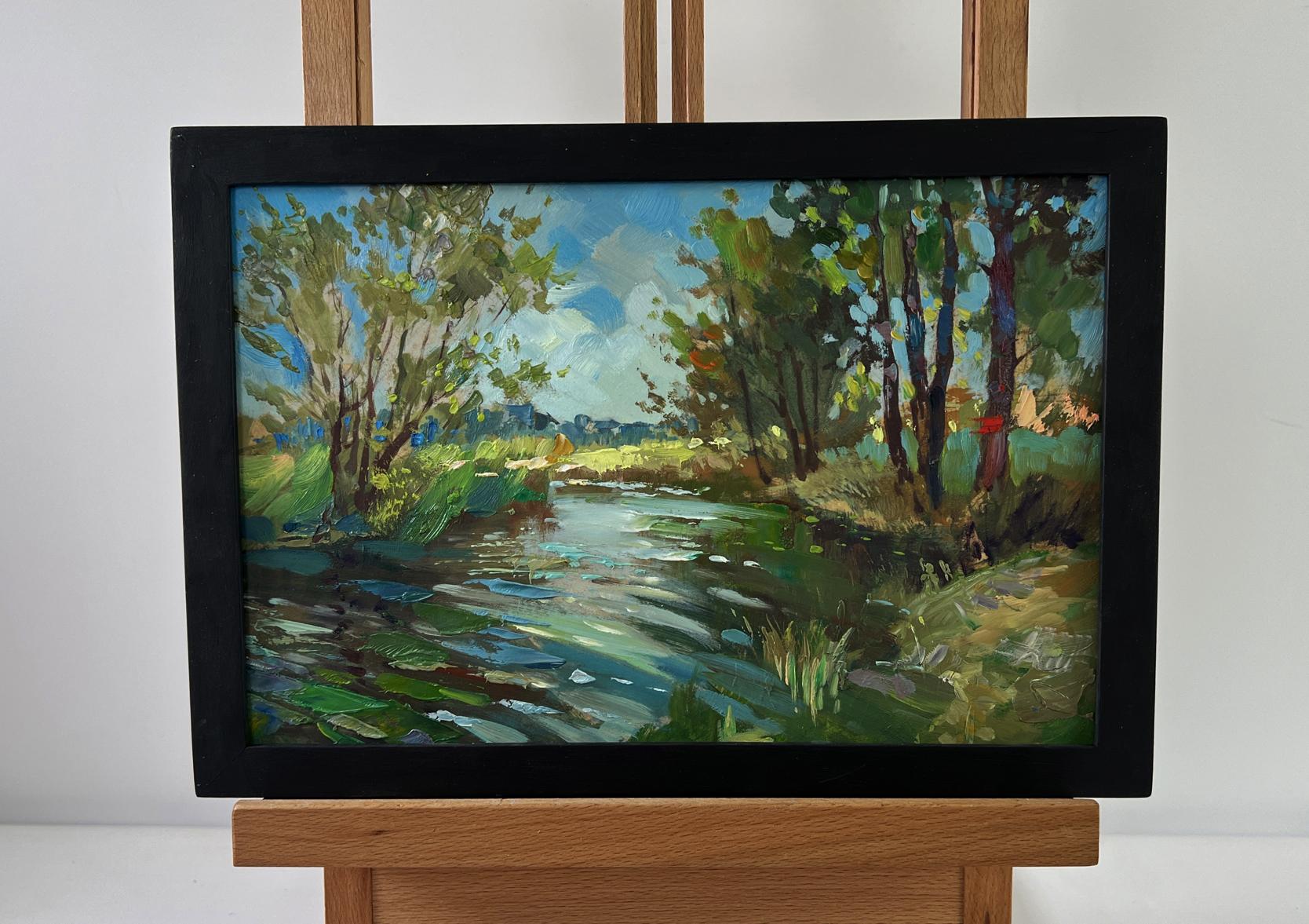 Framed impressionist oil painting Quiet forest river by Yuriy Suprunchuk