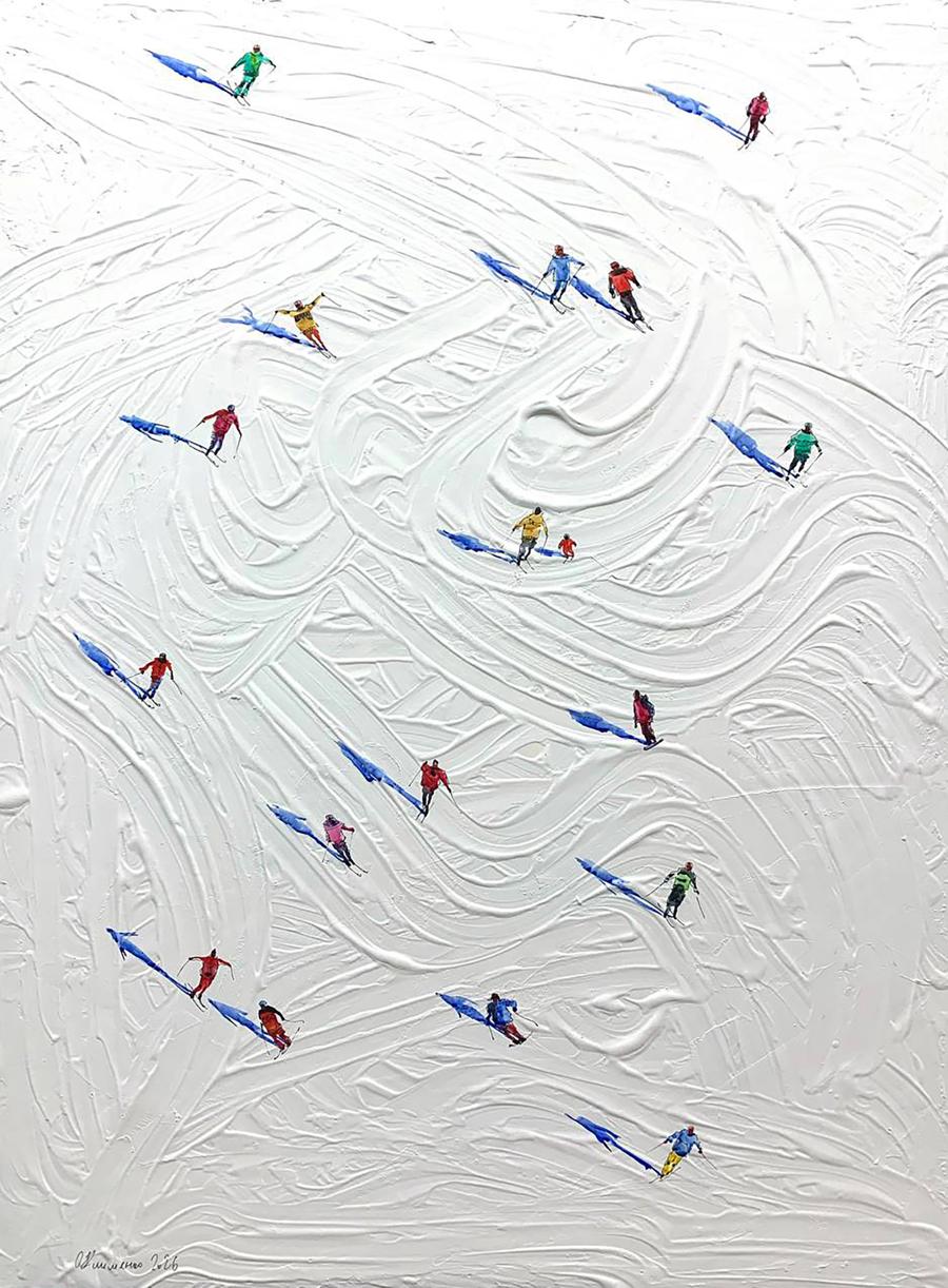 Watercolor painting Between Sky and Snow Olena Klimenko
