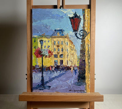 Oil painting Summer day in the city by Boris Serdyuk, vibrant impressionist street scene