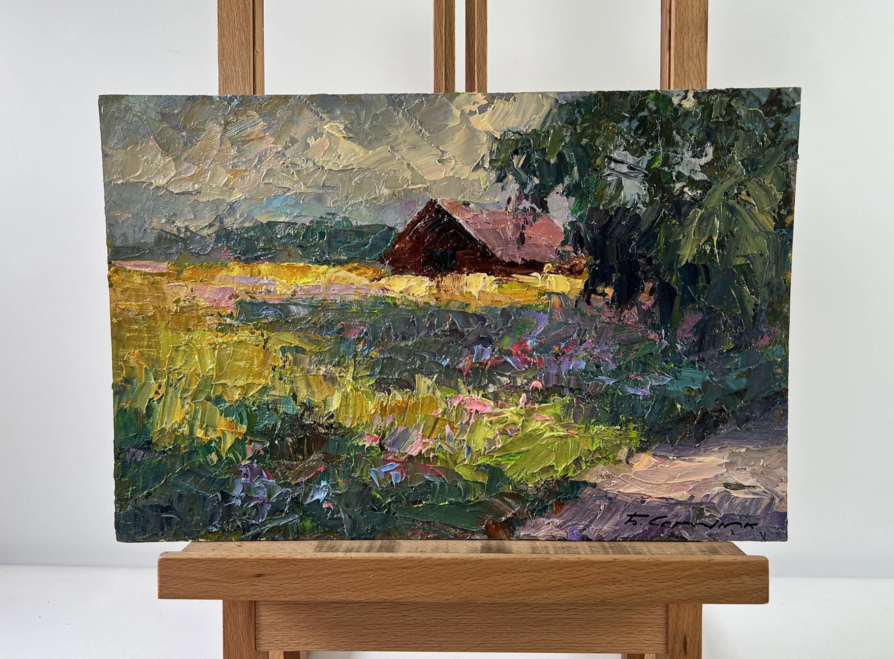 Oil painting Warmth in the Air by Boris Serdyuk on wooden easel