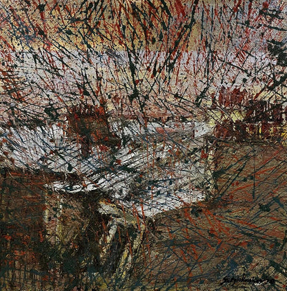 Abstract expressionist oil painting Shimmering in the city by Serhiy Kovalev