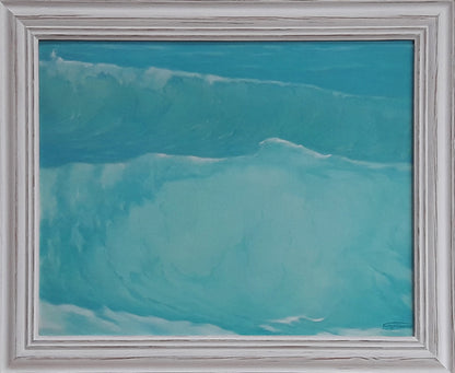 Oil painting The sea under the boundless sky by Vasily Korkishko in white frame