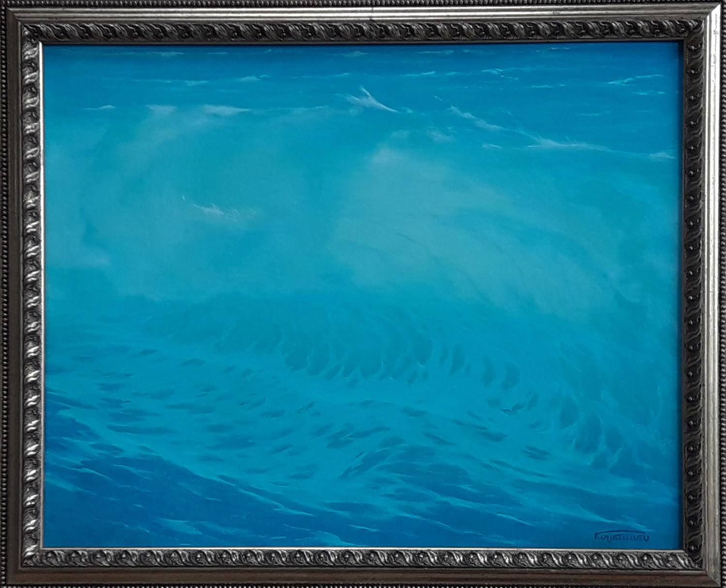 Oil painting Breathing Waves in the Rays of Dawn by Vasily Korkishko in ornate frame