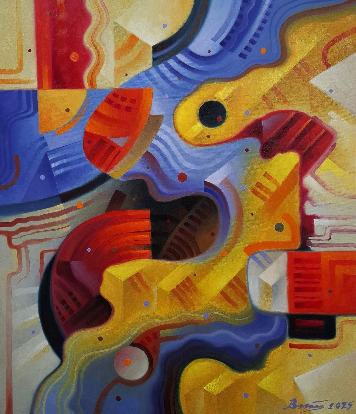 Vibrant Yin Yang abstraction oil painting by Sergiy Voichenko