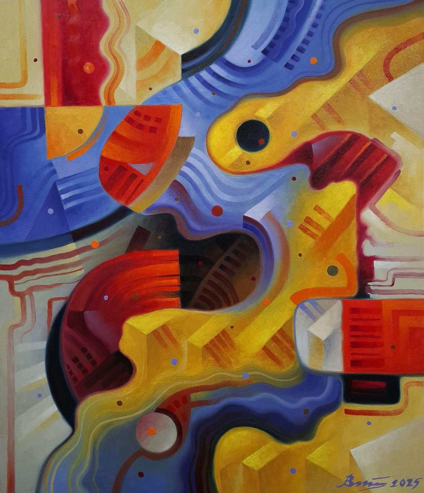 Vibrant Yin Yang abstraction oil painting by Sergiy Voichenko