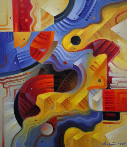 Vibrant Yin Yang abstraction oil painting by Sergiy Voichenko