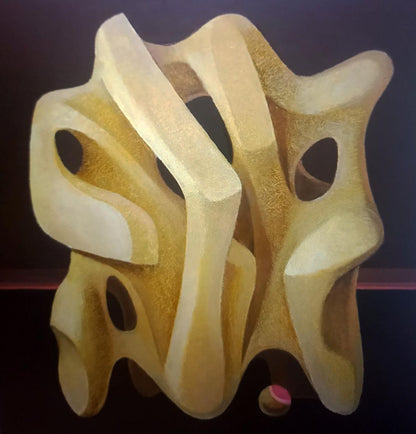 Oil painting Movement by Alexander Strashevich in beige gold curves