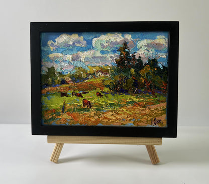Oil painting A warm summer day by Oksana Ivanyuk in black frame