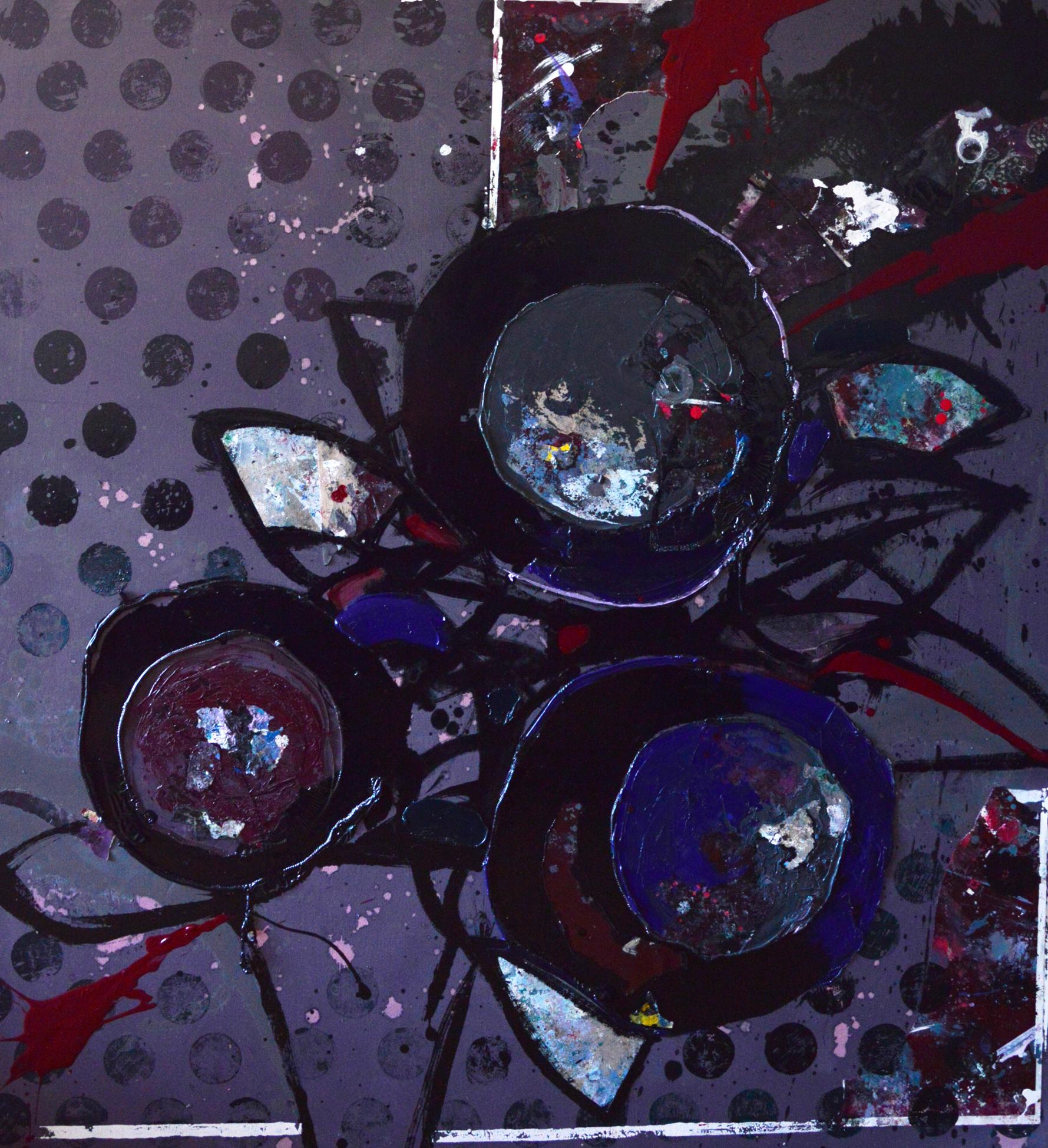 Oil painting Evening Still Life by Natalia Korf-Ivaniuk with dark glossy circles