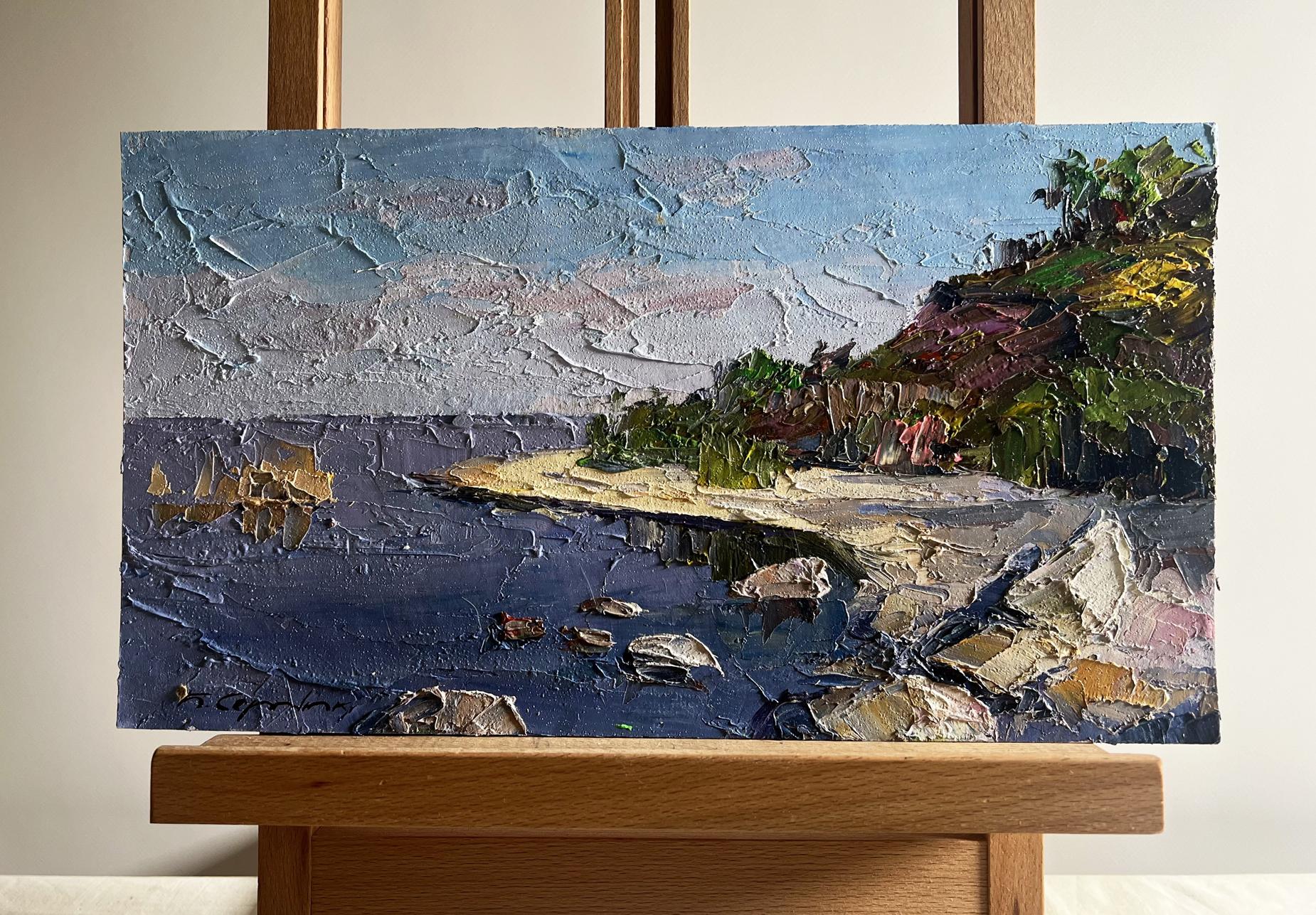 Oil painting Summer day by the shore by Boris Serdyuk coastal scene