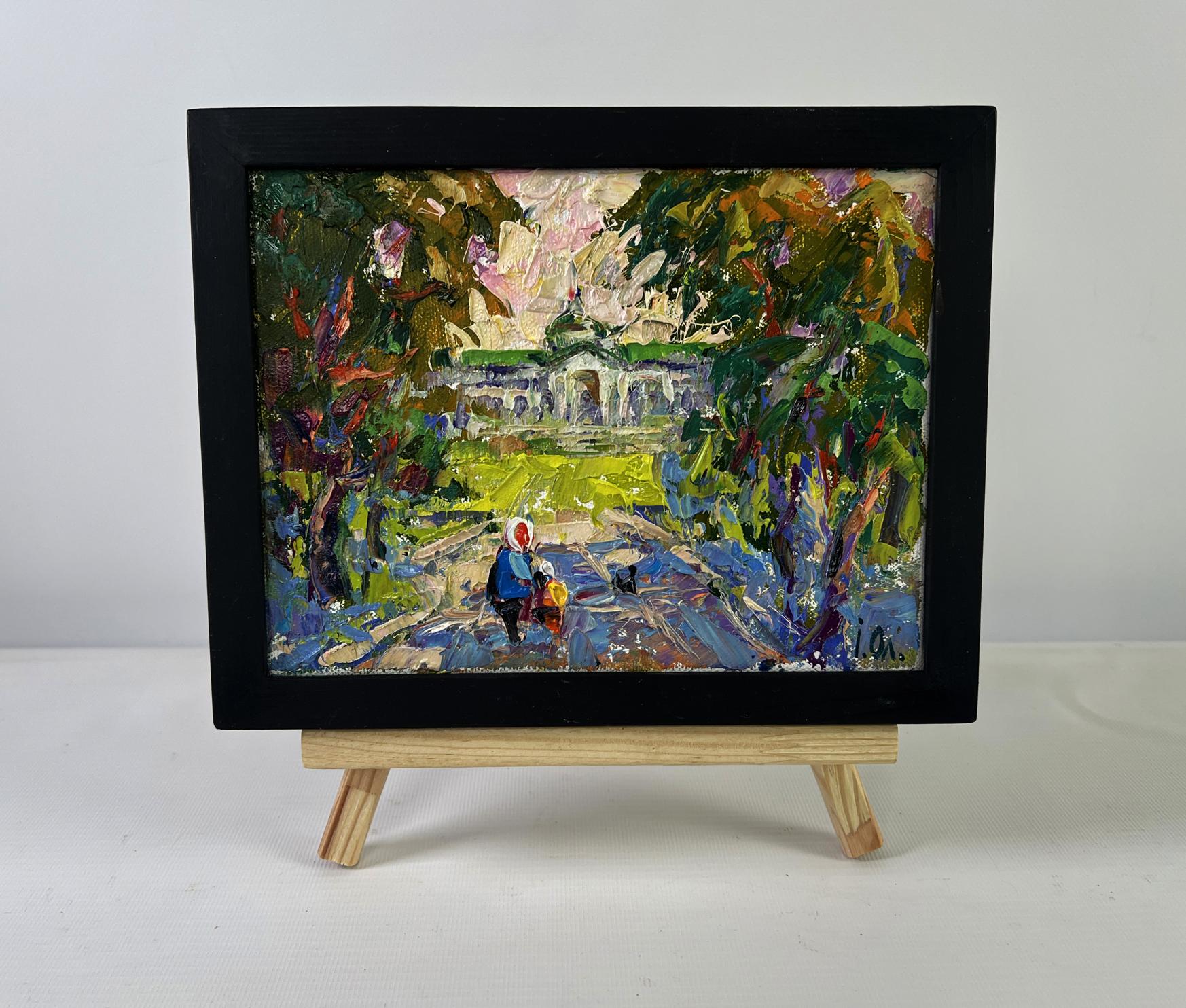 Oil painting Peace of the Park by Oleksiy Ivanyuk in black frame