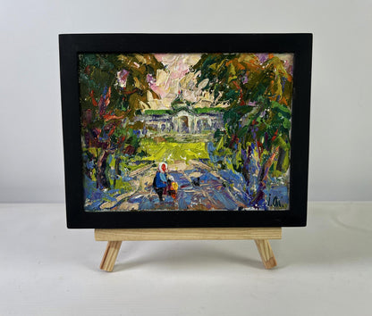 Oil painting Peace of the Park by Oleksiy Ivanyuk in black frame