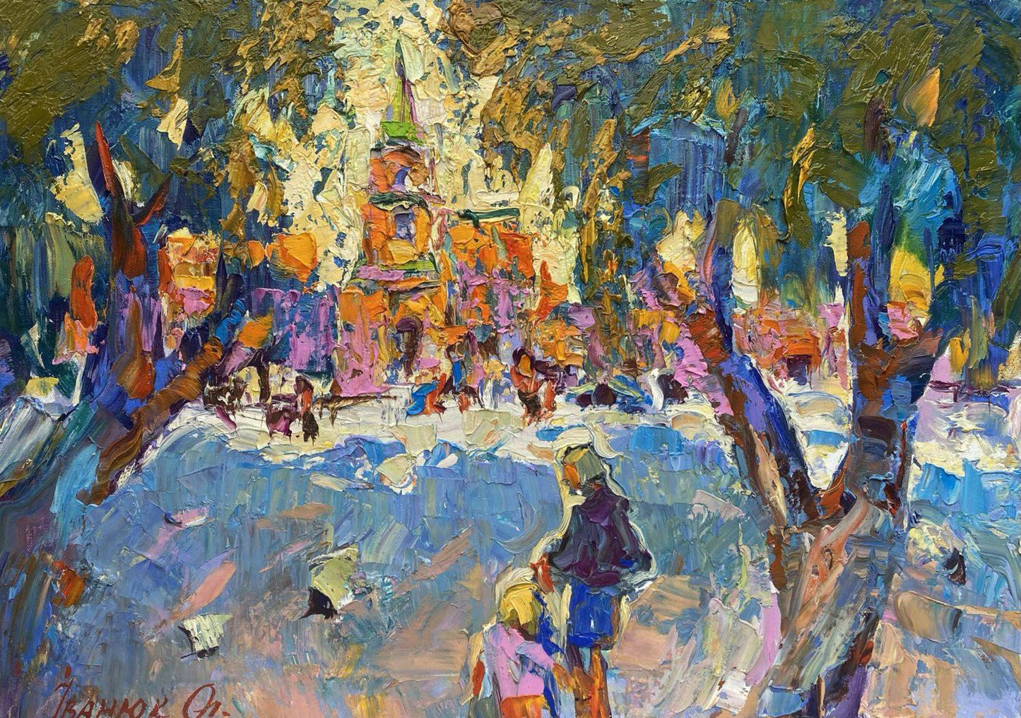 Vibrant impressionist oil painting Alley in the Park by Oleksiy Ivanyuk