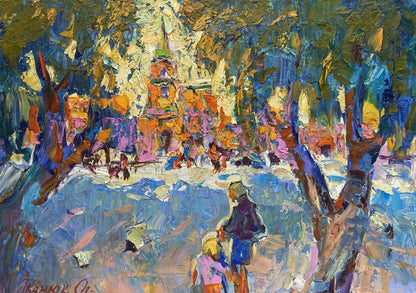Vibrant impressionist oil painting Alley in the Park by Oleksiy Ivanyuk