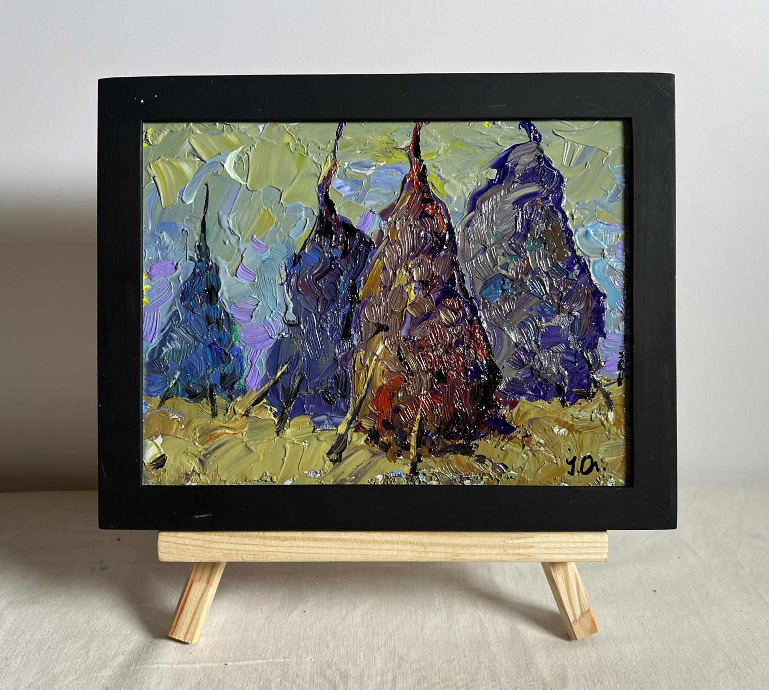 Oil painting Cold wind in the evening by Oleksiy Ivanyuk with stylized pears
