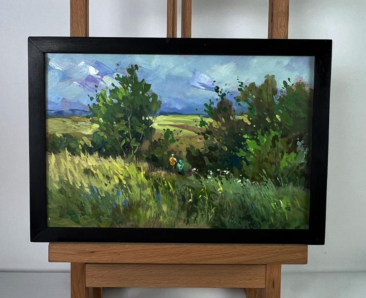 Oil painting A walk through cloudy nature by Yuriy Suprunchuk in black frame